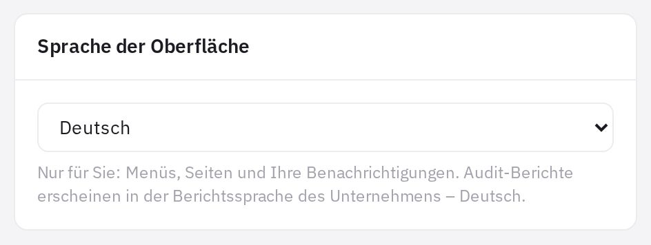 Die Karte „Sprache der Oberfläche“ im Profil