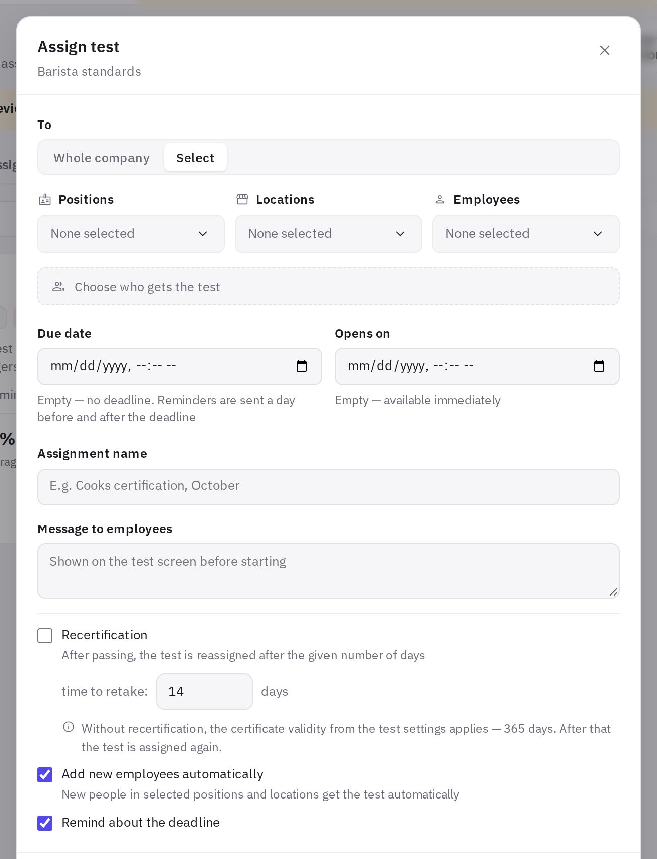 The assignment window: who, dates and automation